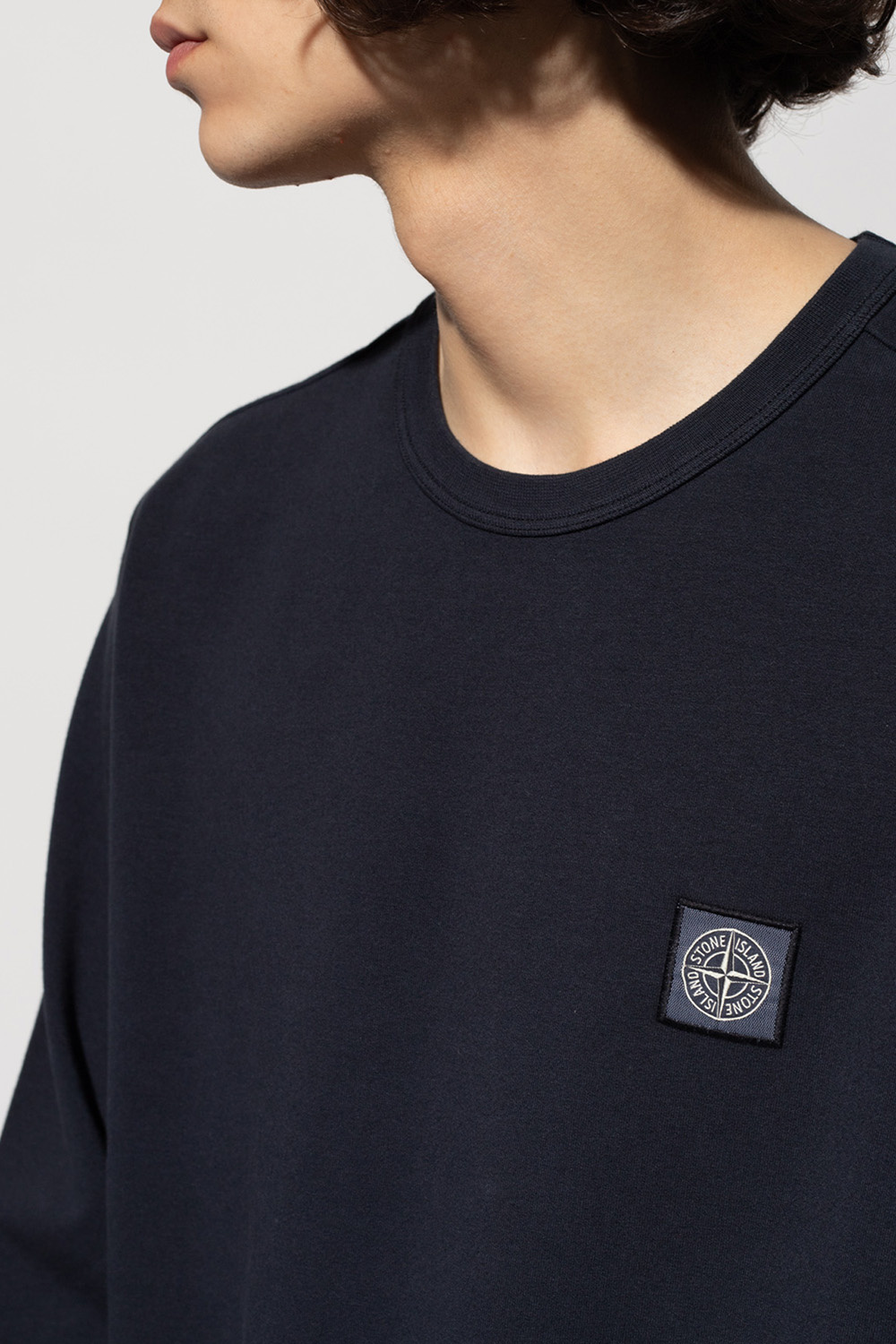 Stone island embroidered top logo sweatshirt